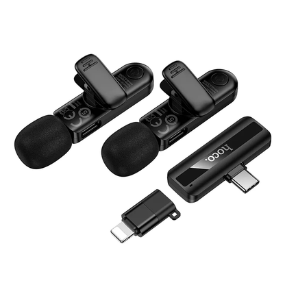 HOCO L20A -mikrofonisetti, USB-C / Lightning, 2 kappaleen setti, Musta