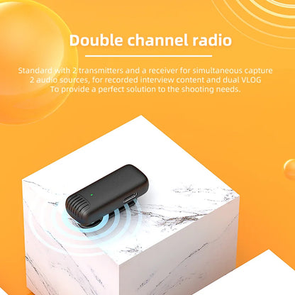 Techsuit LW4 lavalierimikrofoni, USB-C, 2 kappaleen setti, Musta