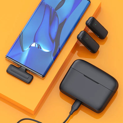Techsuit LW4 lavalierimikrofoni, USB-C, 2 kappaleen setti, Musta