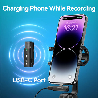 Vention Clip-On -lavalierimikrofoni, USB-C, 2 kappaleen setti, Musta