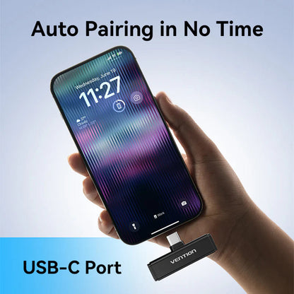 Vention Clip-On -lavalierimikrofoni, USB-C, 2 kappaleen setti, Musta