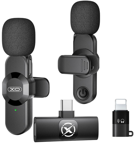 Lavaliera XO Design MC14 Dual, USB-C / Lightning, 2 kappaleen setti, Musta