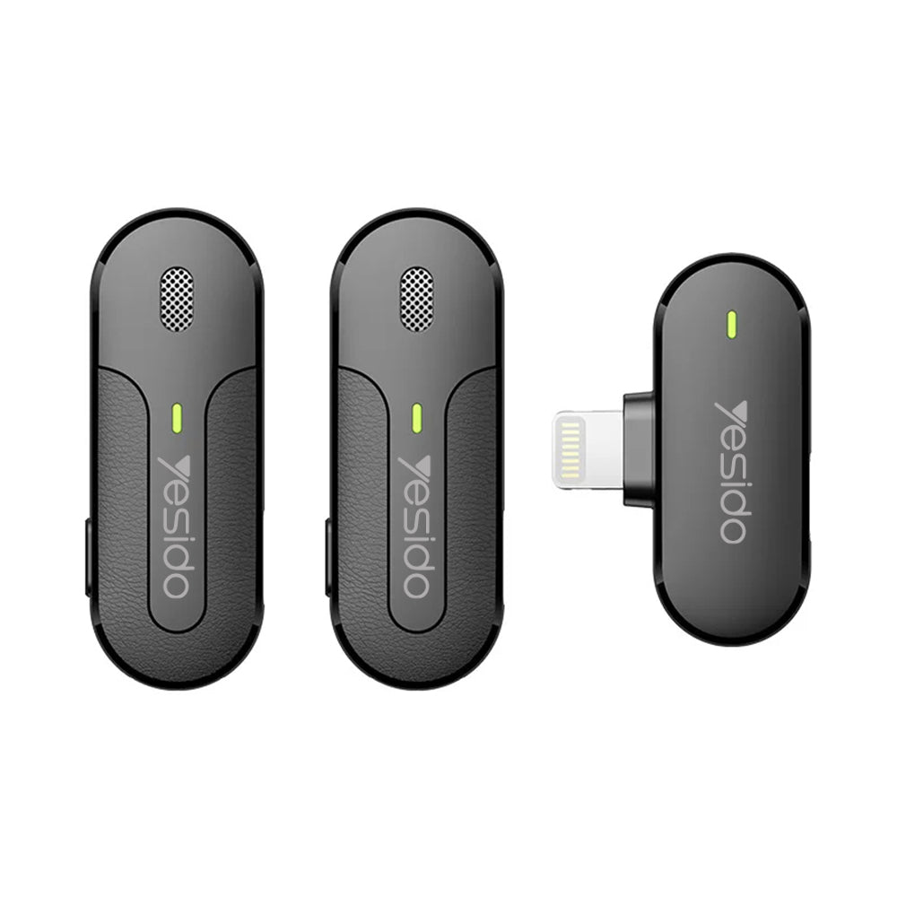 Lavalier-mikrofoni Yesido KR16, Lightning, 2 kappaleen setti, Musta