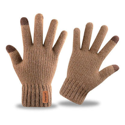 Iwarm ST0016 kosketusnäyttökäsineet talvikäyttöön, koko 22 cm, ruskea