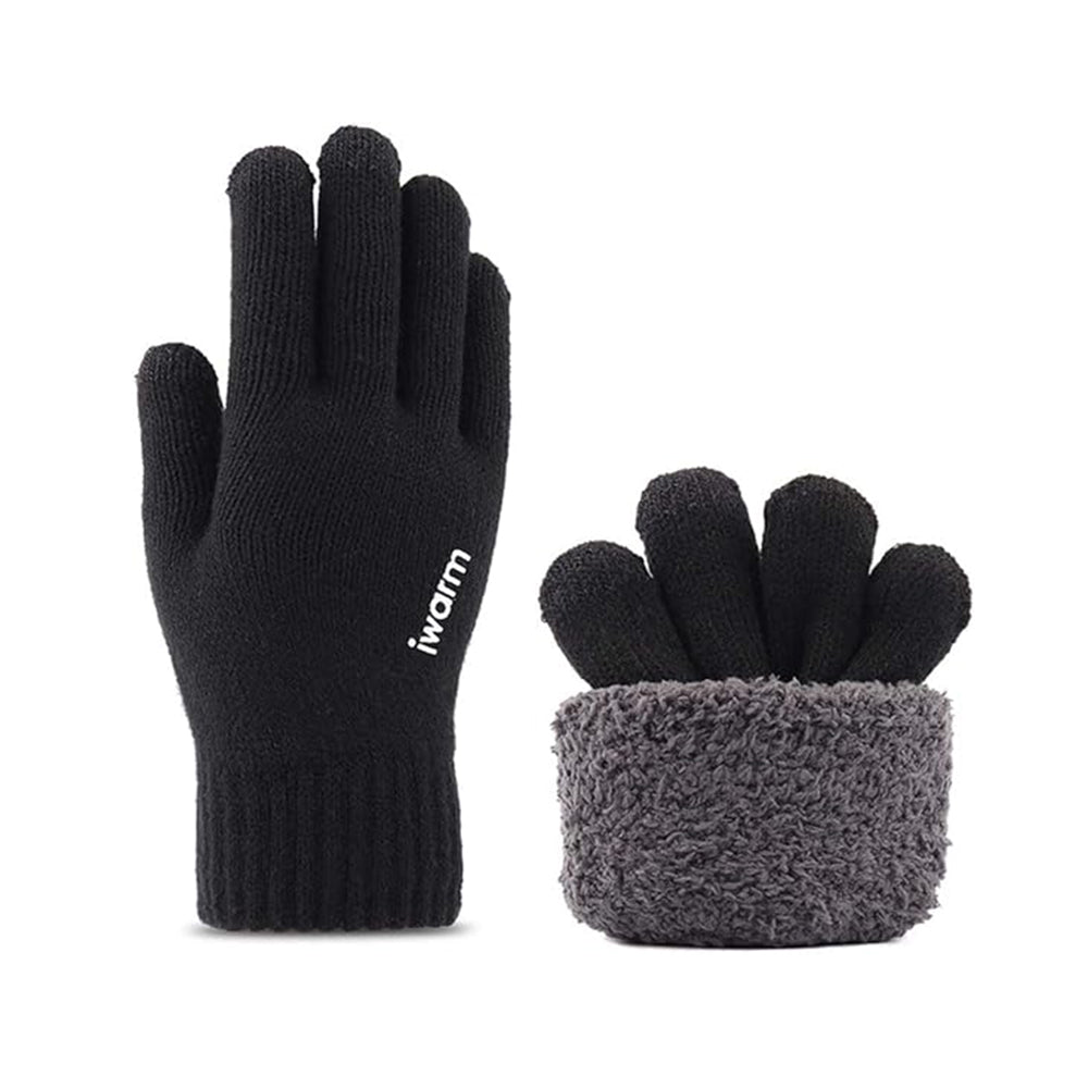 Iwarm ST0018 kosketusnäyttökäsineet talvikäyttöön, koko 23 cm, mustat