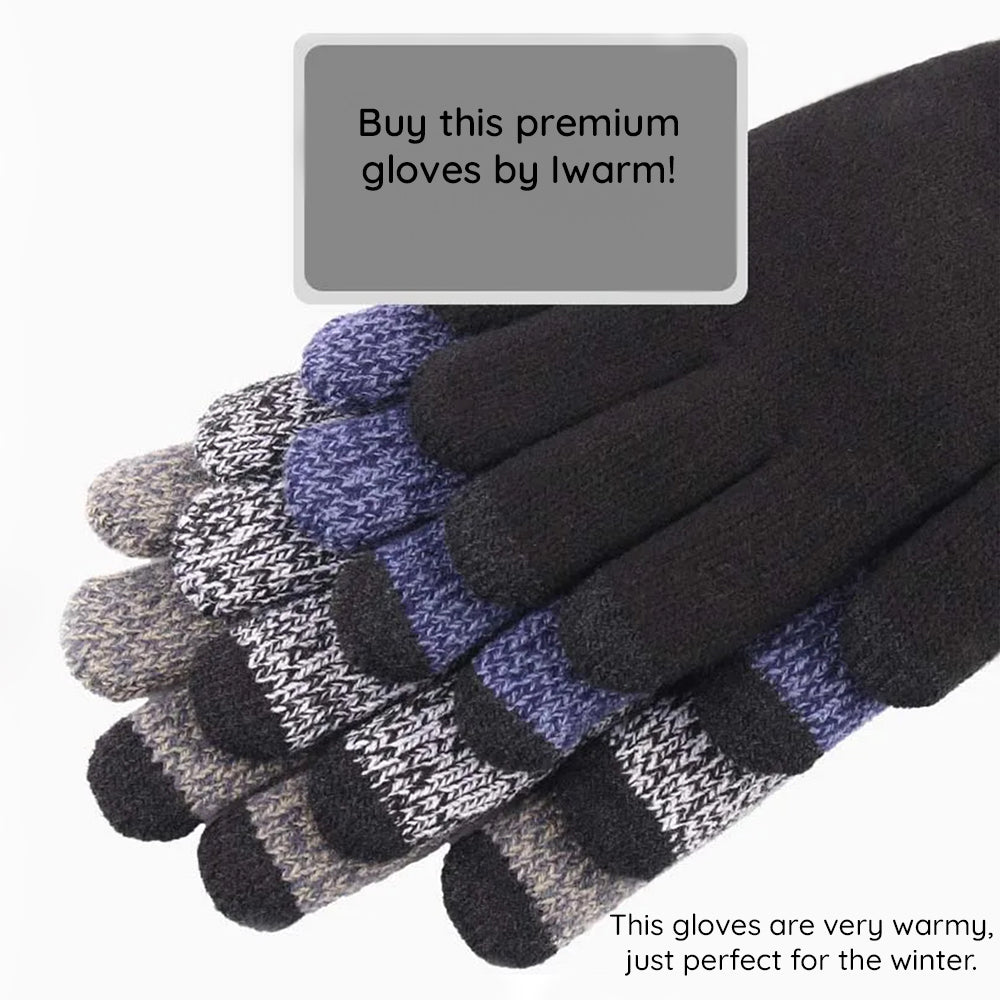 Iwarm ST0018 kosketusnäyttökäsineet talvikäyttöön, koko 23 cm, musta harmaa