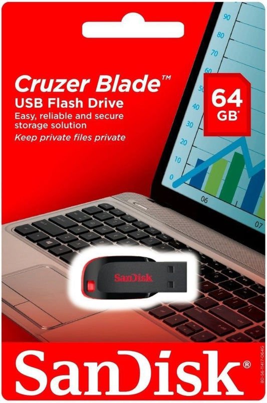 Ulkoinen USB-A-muisti SanDisk Cruzer Blade, 64Gb SDCZ50-064G-B35