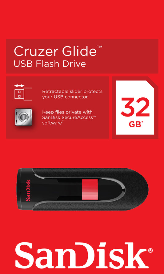Ulkoinen USB-A-muisti SanDisk Cruzer Glide, 32Gb SDCZ60-032G-B35