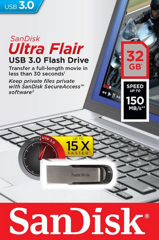 Ulkoinen muisti USB-A 3.0 SanDisk Ultra Flair, 32Gb SDCZ73-032G-G46