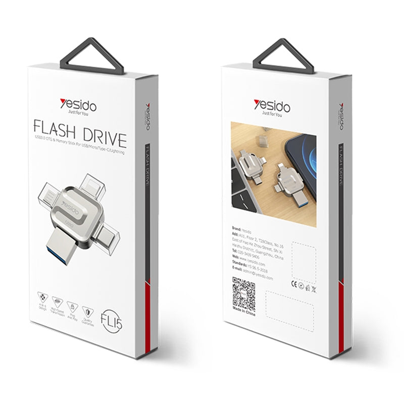 Ulkoinen muisti USB-A 3.0 / Lightning / USB-C / microUSB Yesido FL15, 16Gb