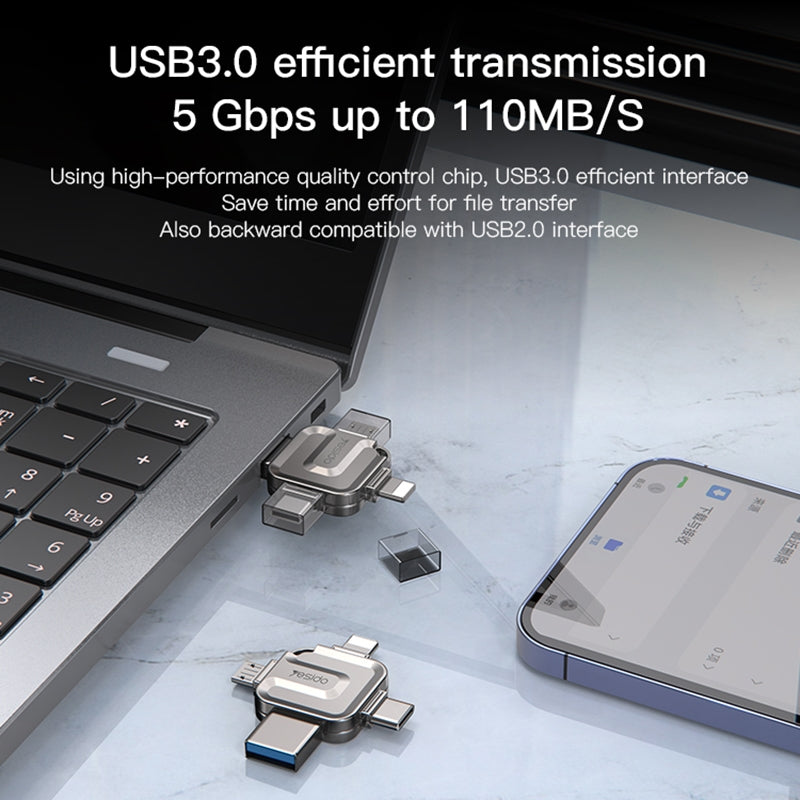 Ulkoinen muisti USB-A 3.0 / Lightning / USB-C / microUSB Yesido FL15, 16Gb