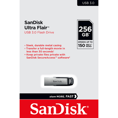 Ulkoinen muisti USB-A 3.0 SanDisk Ultra Flair, 256Gt SDCZ73-256G-G46