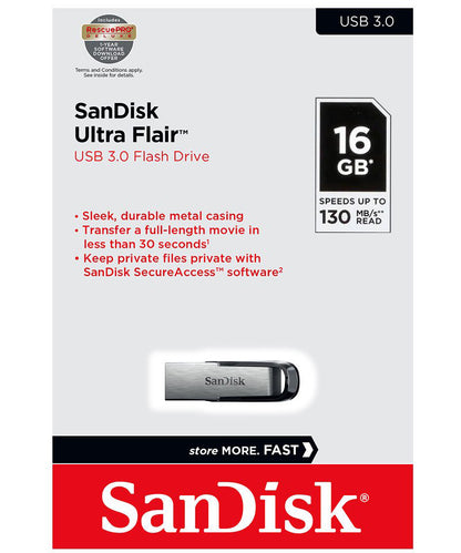 Ulkoinen muisti USB-A 3.0 SanDisk Ultra Flair, 16Gb SDCZ73-016G-G46