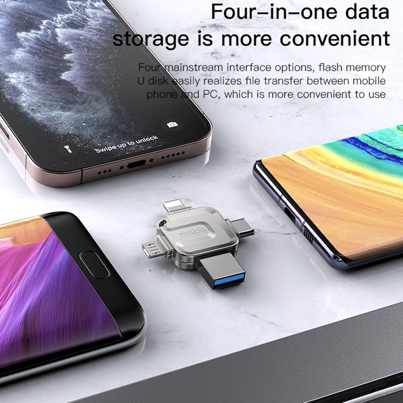 Ulkoinen muisti USB-A 3.0 / Lightning / USB-C / microUSB Yesido FL15, 16Gb