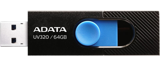 Ulkoinen muisti USB-A 3.2 Adata UV320, 64Gb AUV320-64G-RBKBL