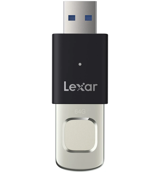 Ulkoinen muisti USB-A 3.2 Lexar JumpDrive Fingerprint F35 Pro, 64Gb