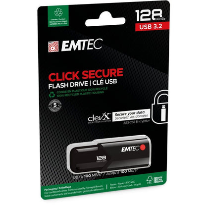 Ulkoinen muisti USB-A 3.2 Emtec B120 Click Secure, 128Gb ECMMD128GB123