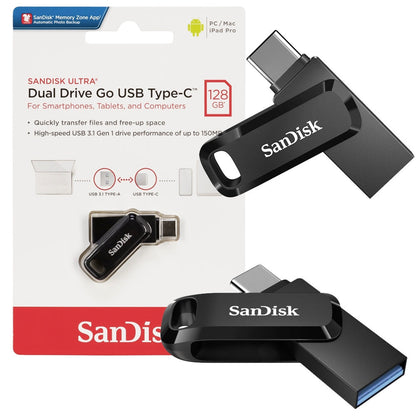 Ulkoinen muisti USB-A 3.2 / USB-C SanDisk Ultra Dual Go, 128Gb SDDDC3-128G-G46