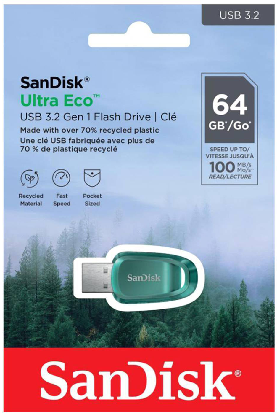 Ulkoinen USB-A 3.2 SanDisk Ultra Eco -muisti, 64Gb SDCZ96-064G-G46
