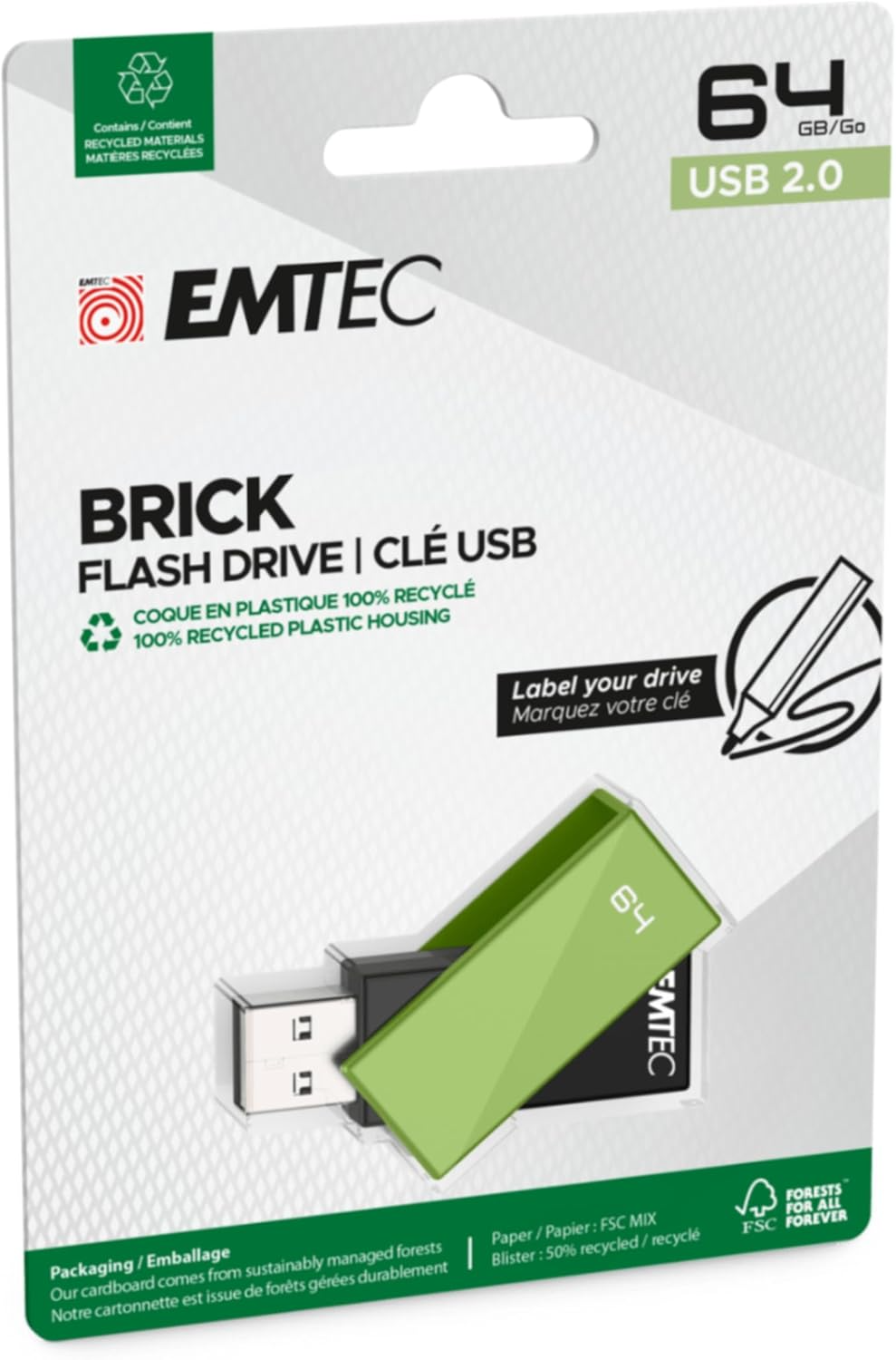 Ulkoinen muisti USB-A Emtec C350 Brick, 64Gb ECMMD64GC352