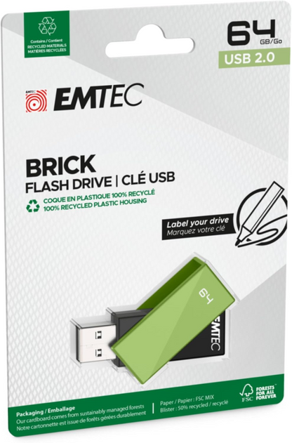 Ulkoinen muisti USB-A Emtec C350 Brick, 64Gb ECMMD64GC352