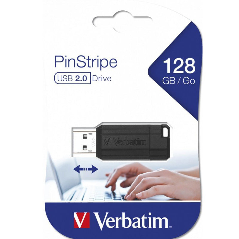Ulkoinen muisti USB-A Verbatim PenDrive Pinstripe, 128Gb