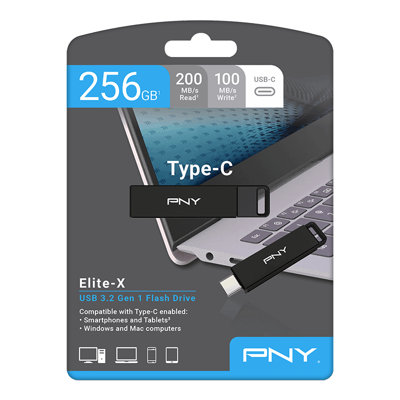 External USB-C Memory PNY PenDrive Elite X, 64Gb P-FDI64GELTXC-GE