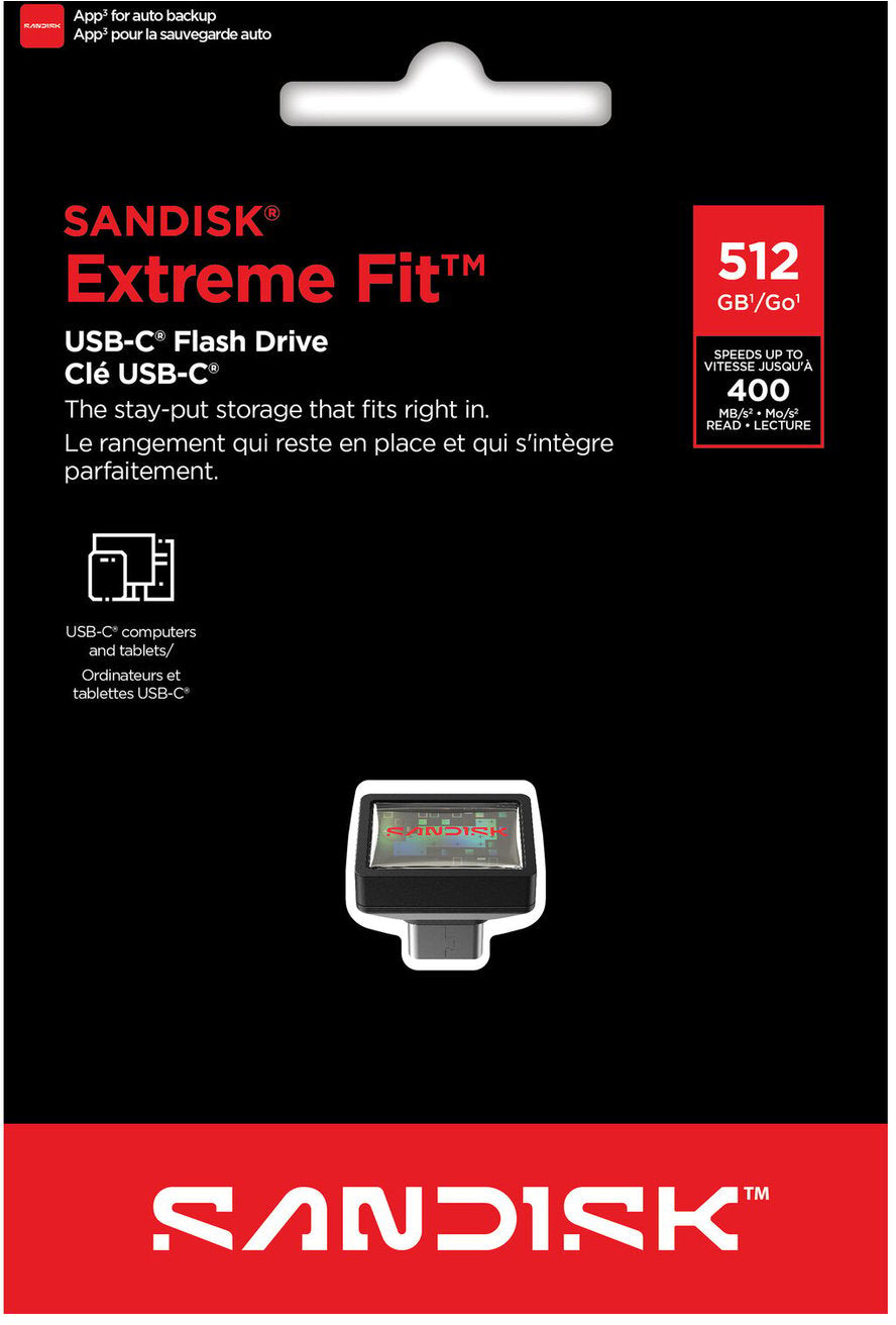 Ulkoinen USB-C-muisti SanDisk Extreme Fit, 512Gb SDCZ530-512G-G46