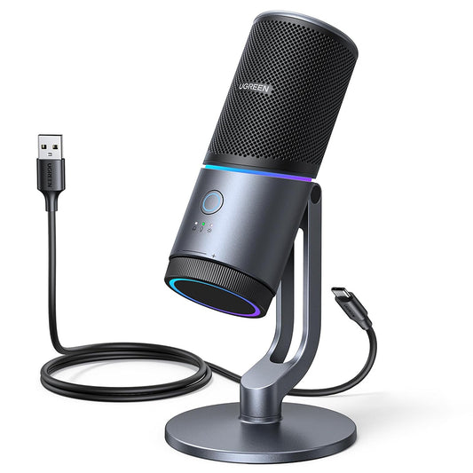 Cardioidimikrofoni UGREEN CM769 (35629), RGB, USB-A, 2m, Musta