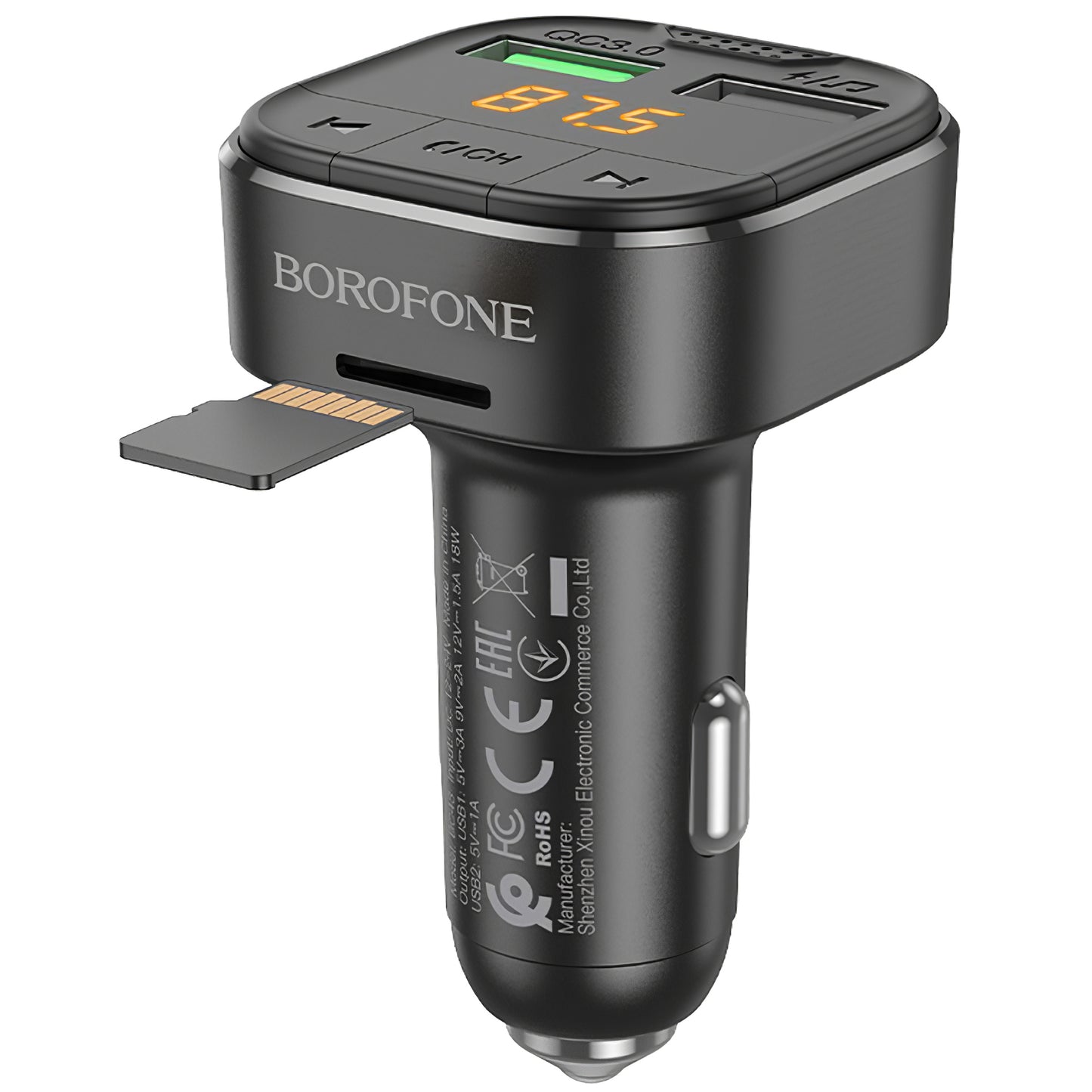 FM Bluetooth -modulaattori Borofone BC43 Flash, 2 x USB-A - 1 x microSD