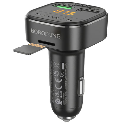 FM Bluetooth -modulaattori Borofone BC43 Flash, 2 x USB-A - 1 x microSD