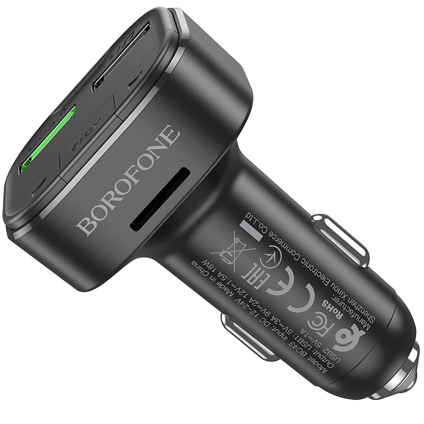 FM Bluetooth -modulaattori Borofone BC43 Flash, 2 x USB-A - 1 x microSD