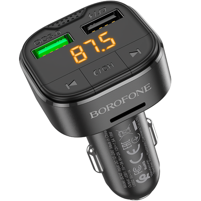 FM Bluetooth -modulaattori Borofone BC43 Flash, 2 x USB-A - 1 x microSD