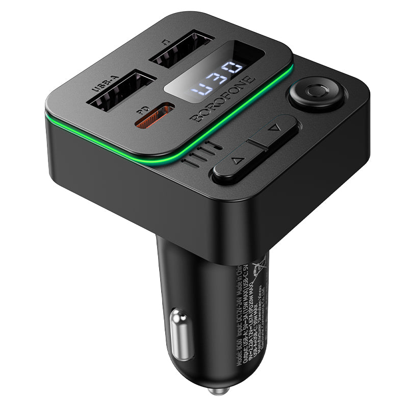 FM Bluetooth -modulaattori Borofone BC60 Hero, 2 x USB-A - 1 x USB-C