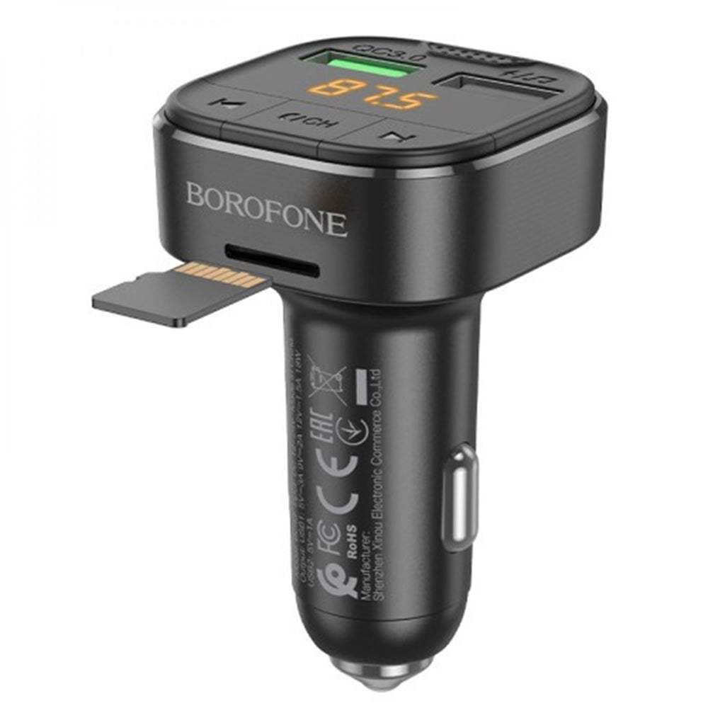 FM Bluetooth -modulaattori Borofone BC43 Flash, 2 x USB-A - 1 x microSD