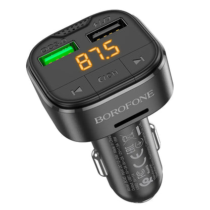 FM Bluetooth -modulaattori Borofone BC43 Flash, 2 x USB-A - 1 x microSD