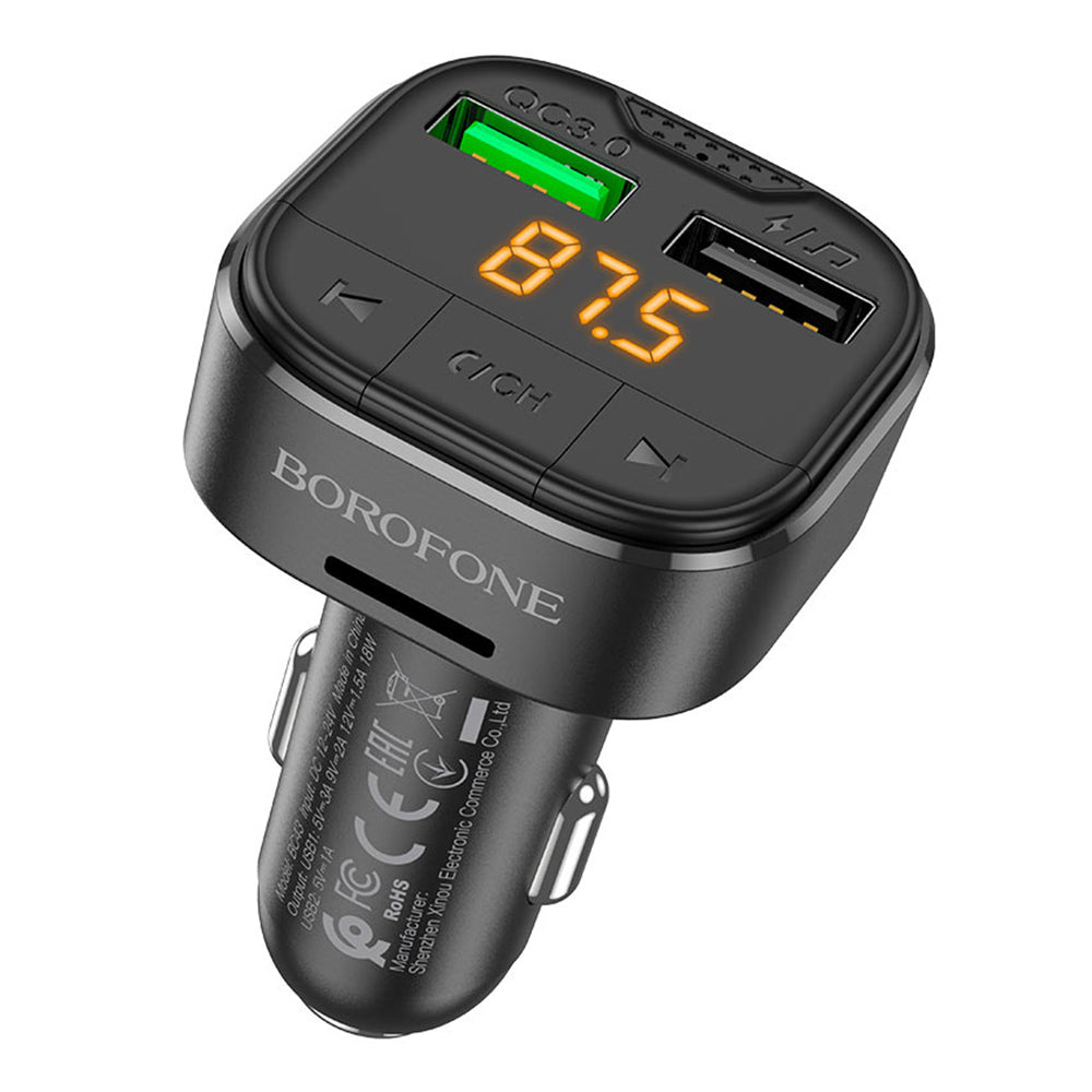 FM Bluetooth -modulaattori Borofone BC43 Flash, 2 x USB-A - 1 x microSD