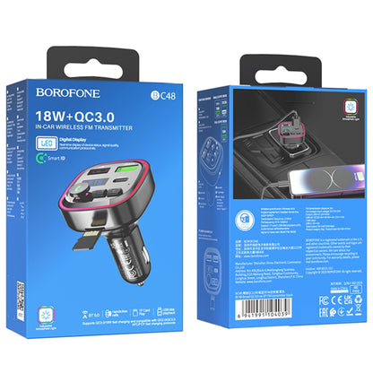 FM Bluetooth -modulaattori Borofone BC48, 2 x USB-A - 1 x USB-C