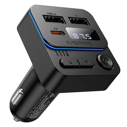 FM Bluetooth -modulaattori Borofone BC60 Hero, 2 x USB-A - 1 x USB-C