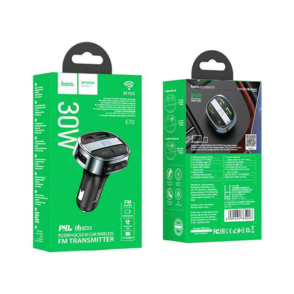 FM-modulaattori Bluetooth HOCO E70, 1 x USB-A - 1 x USB-C - microSD