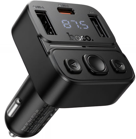 FM Bluetooth -modulaattori HOCO E87, 2 x USB-A - 1 x USB-C