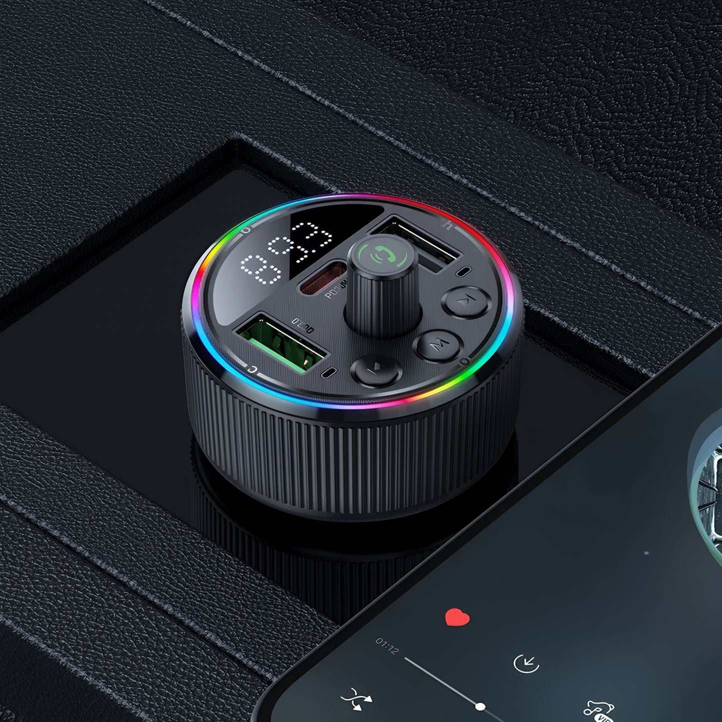 FM Bluetooth -modulaattori HOCO E82, 2 x USB-A - 1 x USB-C