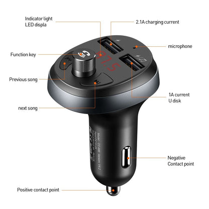 McDodo Bluetooth FM-modulaattori, 2 x USB-A
