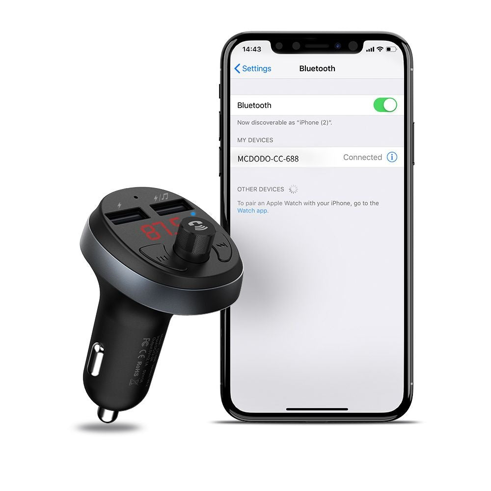 McDodo Bluetooth FM-modulaattori, 2 x USB-A