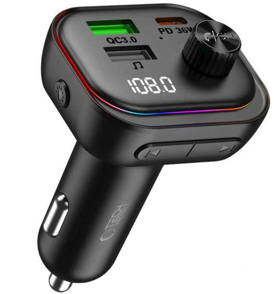 FM-modulaattori Bluetooth Tech-Protect CC07, 2 x USB-A - 1 x USB-C