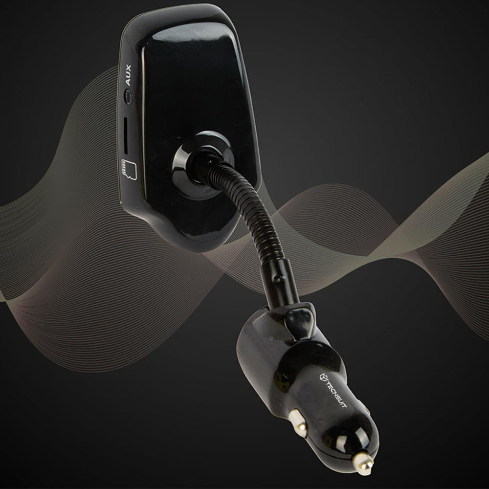 Techsuit MFM4 Bluetooth FM Modulator, 1 x USB-A - 1 x 3.5mm - 1 x microSD, Black