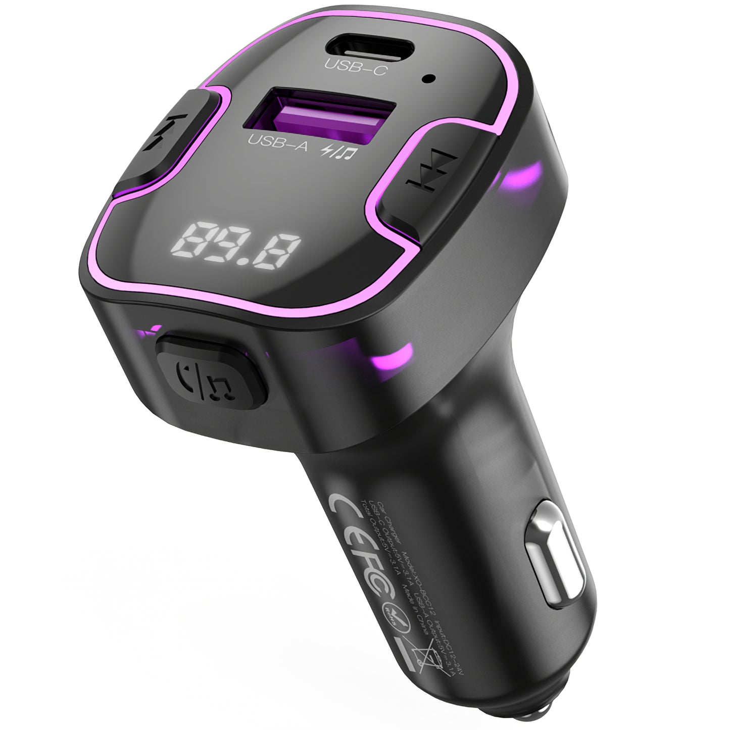 FM Bluetooth -modulaattori XO Design BCC12, 1 x USB-A - 1 x USB-C