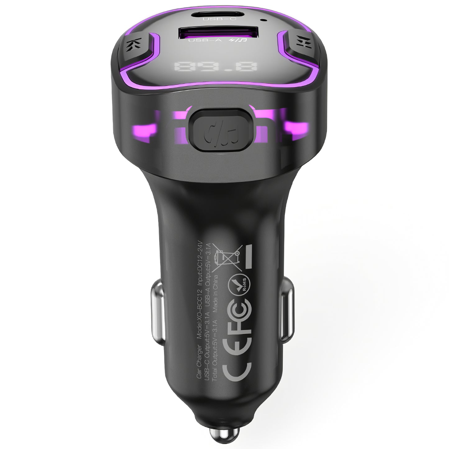 FM Bluetooth -modulaattori XO Design BCC12, 1 x USB-A - 1 x USB-C