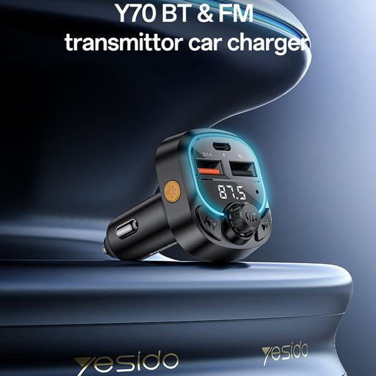 FM Bluetooth -modulaattori Yesido Y70, 2 x USB-A - 1 x USB-C