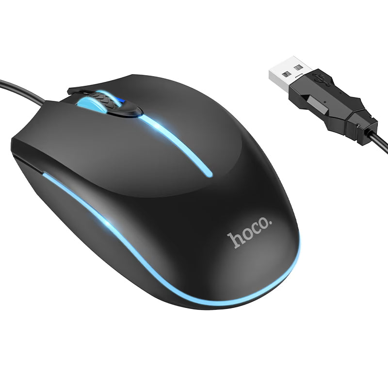 Langallinen USB-pelihiiri HOCO GM37, RGB, 2400DPI, Musta